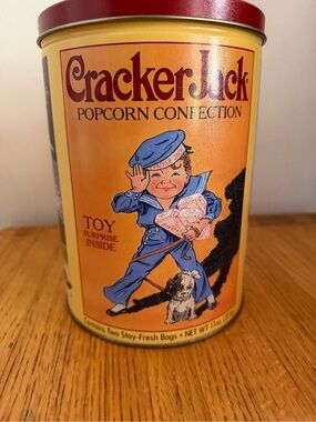 Cracker Jack Popcorn Confection Tin - Yellow & Red